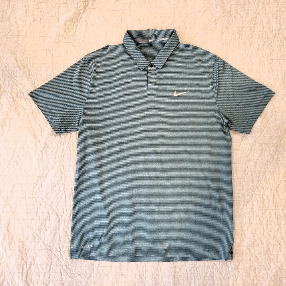 Tiger Woods Collection, Men's, Nike Dri-FIT Golf Polo, Large, Blue and Green